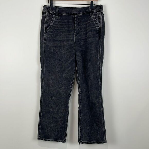 Express Women’s 8 Straight High Rise Black Jeans Side Button Closure - Picture 1 of 8
